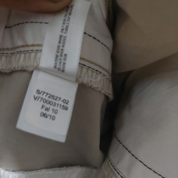 GAP Casual Tan Pant Tuxedo Style Women's 8 Black Piping Straight Leg 32x32 - Picture 8 of 10